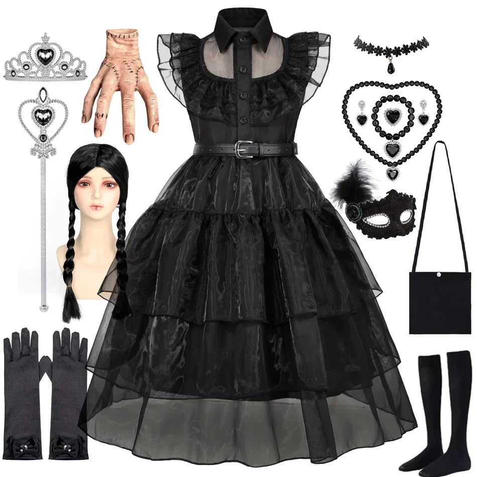Black Princess Costume Girls Kids Black Gothic Dress