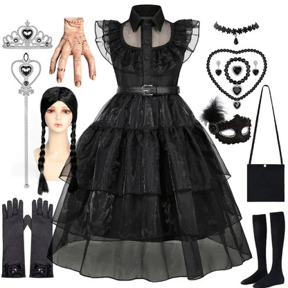 Black Princess Costume Girls Kids Black Gothic Dress