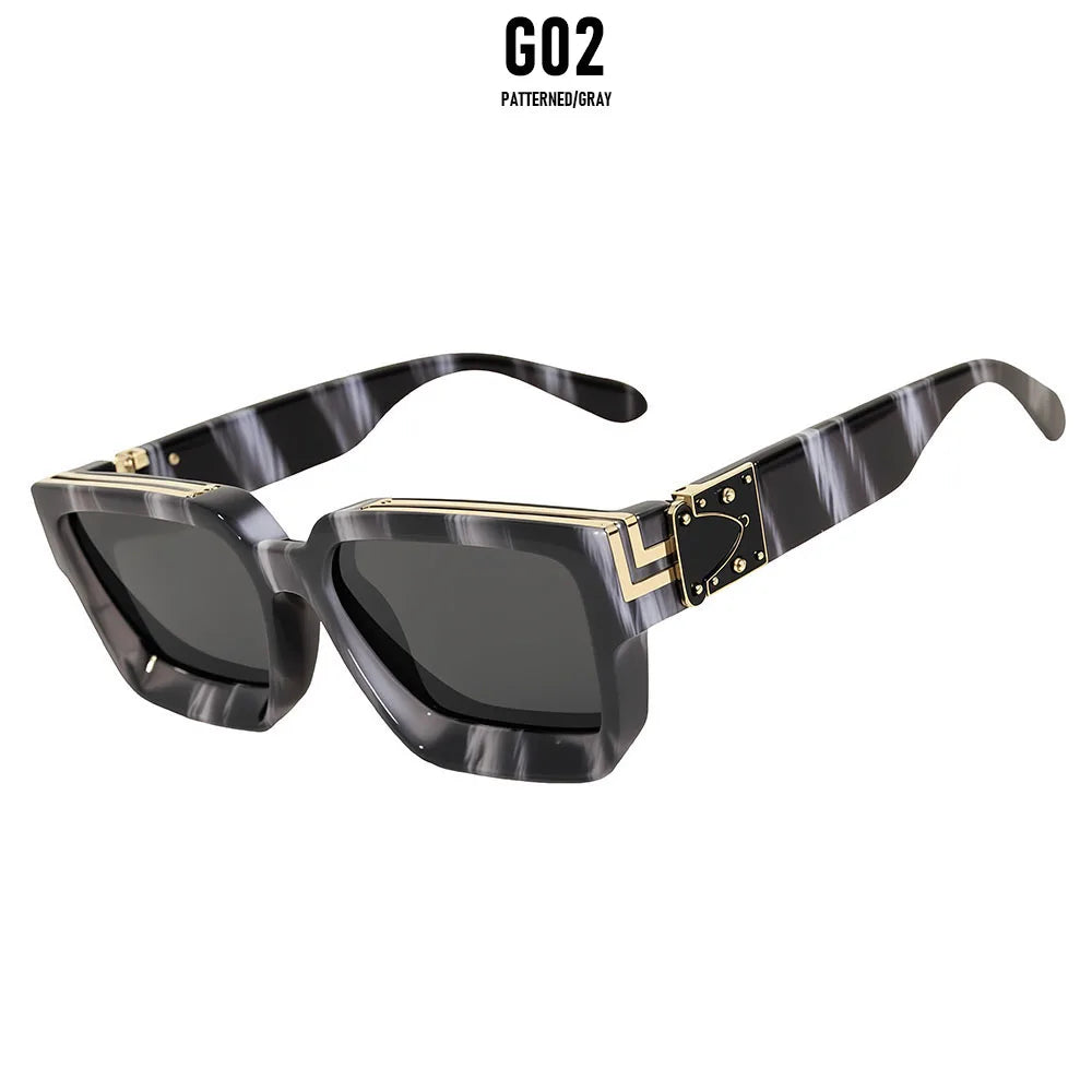 Brand Design Square Sunglass Men Vintage Retro Millionaire Sunglasses Women Thick Frame Fashion Glasses Dropshipping Gafas De So