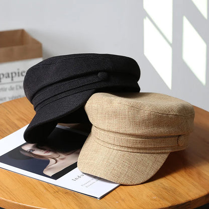 Octagonal Hats Women Beret Girls Octagonal Flat Cap Cotton Navy Hats for Women Stylish Artist Painter Newsboy Hats Army Cap