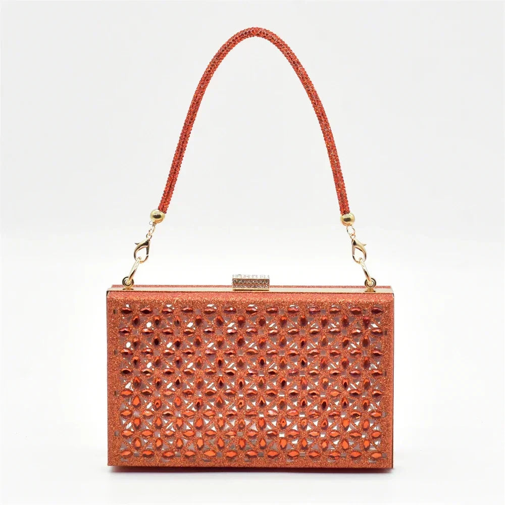Latest Orange Designer Shoe and Bag Sets From Italy Shoe Woman Summer 2025 Wedding Fashion Party Shoes and Bag Match for Women