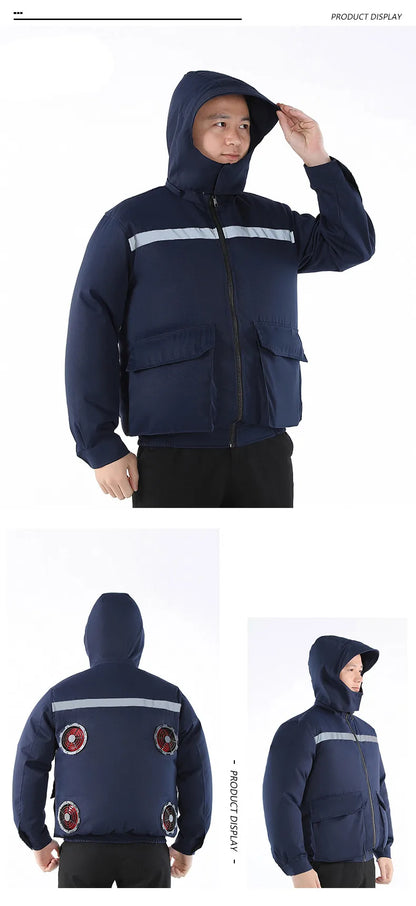 New Casual Loose Cooling Electric Fan Air Conditioning Suit Men Construction Site Outdoor Work Suit With 4 Fans Cooling Coat
