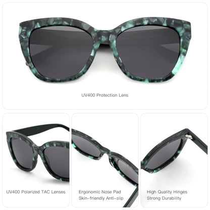 Butterfly Polarized Sunglasses Fashion Thick Frame for Women Acetate Sun Glasses Driving UV400 Protection