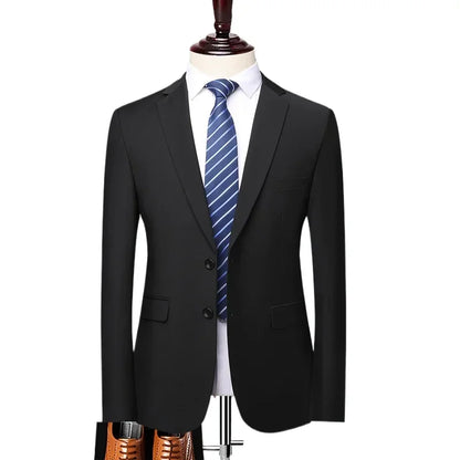 S-8XL Blazer New Men's Fashion Business Solid Color British Style Professional Work Groom Wedding Dress Best Man Blazer Jacket