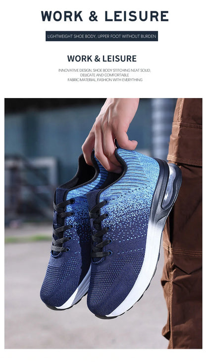 Lightweight Safety Shoes Women Men Air Cushion Work Sneakers Steel Toe Shoes Construction Safety Boots Anti-smash Work Shoes