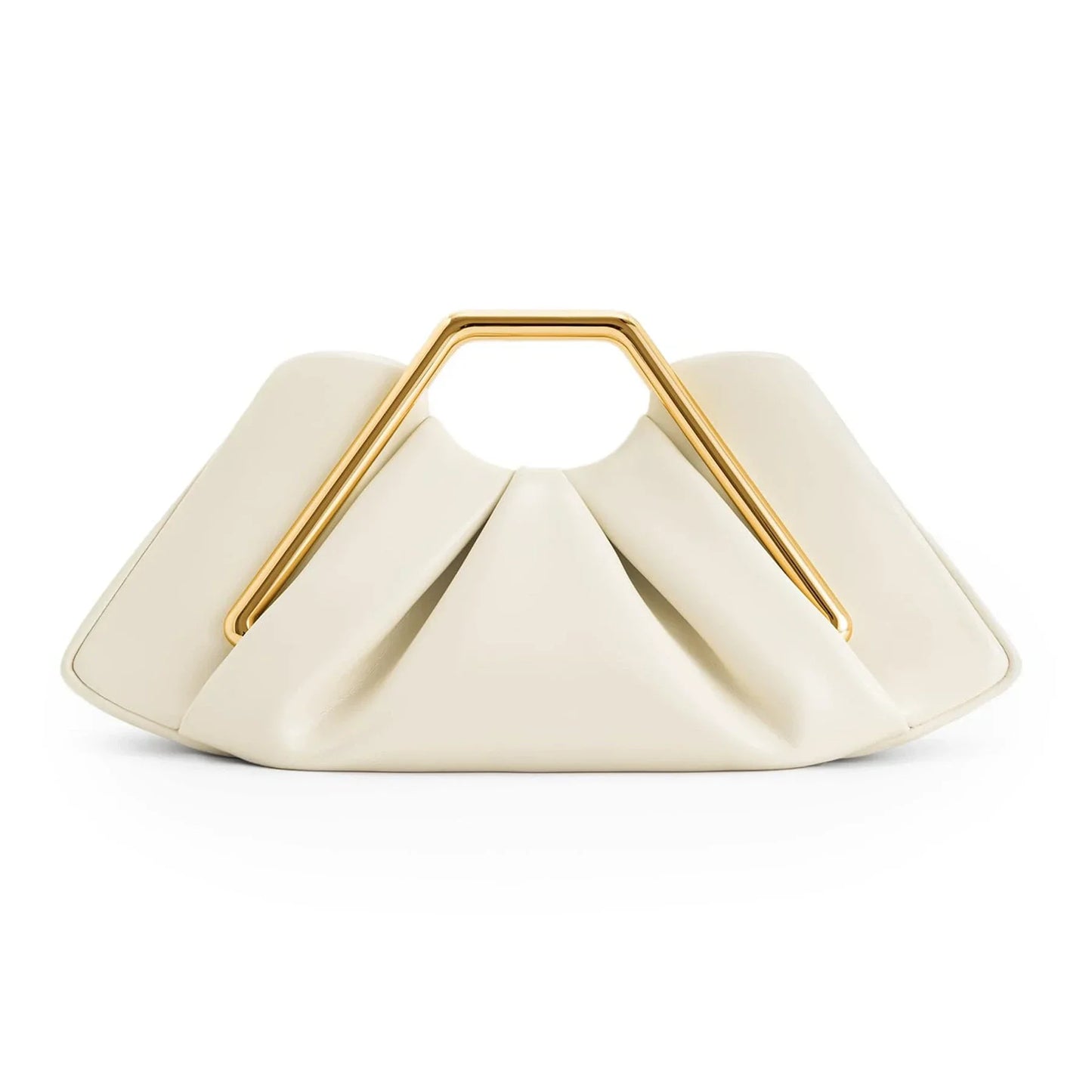 Women's PU Leather Pleated Going Out Clutch Bag Top Handle Evening Bag Party Wedding Bridesmaid Geometric Metal Handle Handbag