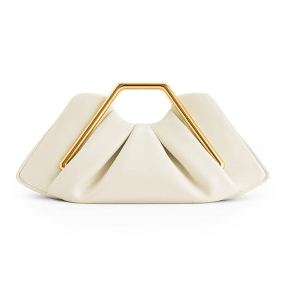 Women's PU Leather Pleated Going Out Clutch Bag Top Handle Evening Bag Party Wedding Bridesmaid Geometric Metal Handle Handbag