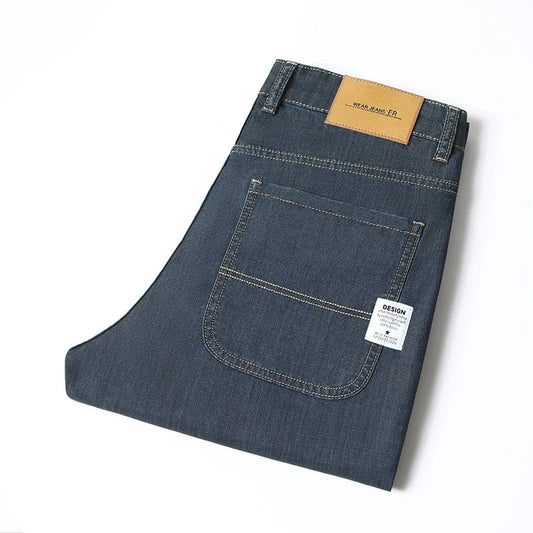 High Quality New Summer Lyocell Fabric Stretch Jeans Business  Loose Straight Casual Trousers Fashion Pants Plus Size 28-35 40
