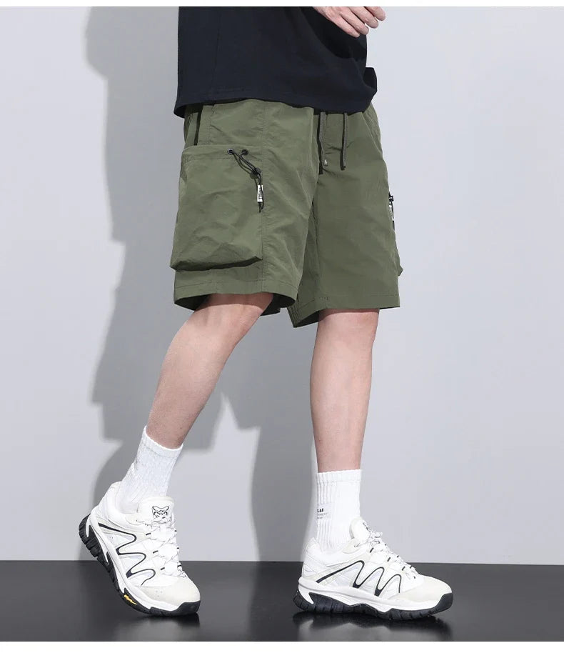 2024 Summer Thin Shorts for Men Cargo Pants Side Pockets Baggy Joggers Bermuda Knee Basketball Short Pant Male M-4XL