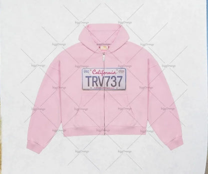 Y2K Retro Zip Up Hoodie Hip-Hop Printed Letter Casual Streetwear For Men And Women Gothic Harajuku Fashion Oversized Sweatshirts