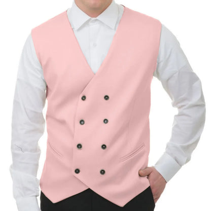 Men Vest White Solid Double Button V Neck Waistcoat For Wedding Banquet Business Party Casual Work Casual Daily Men Suit Vest