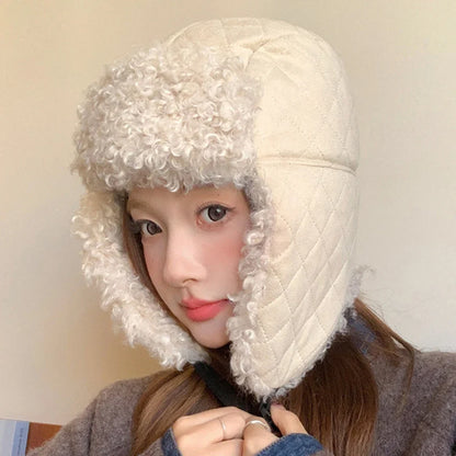 Russian Hat Thick Warm Lamb Fleece Winter Hat for Men Women Windproof Snow Ski Trapper Earflap Cap Male Female Bomber Hat