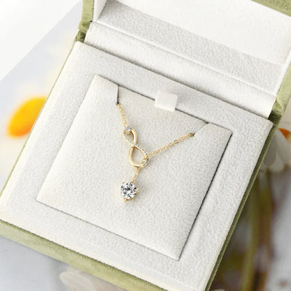 Certified Moissanite Heart Infinite Pendant Necklace Chain for Women S925 Sterling Silver Necklaces Fine Jewelry Gifts