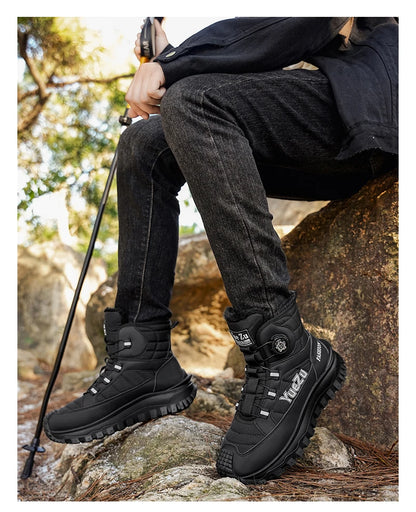 New Winter Oversized Men's Boots Waterproof Cold Resistant Plush and Warm Snow Boots Outdoor Thick Soled Casual Work Boots