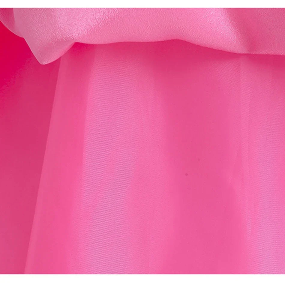 2026 New Child Summer Pink Peach Princess Dress Up Baby Clothes Kids Birthday Party Dresses Little Girls Carnival Costume