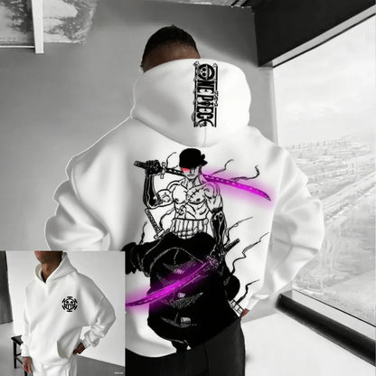 One Piece Zoro Anime Men Hooded Sweatshirt Spring Autumn Cotton Streetwear Casual Hoodie Graphic Print Cosplay Long Sleeve Tops