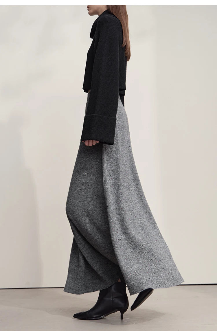Knitted Skirts For Women 2025 Spring New Gentle A-line Long Skirt Loose Solid Color Elegant Versatile Woman Clothes12553045