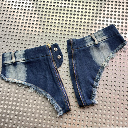 2026 New Ultra Low Waisted Tassel Sexy Denim Short Jeans Women Nightclub