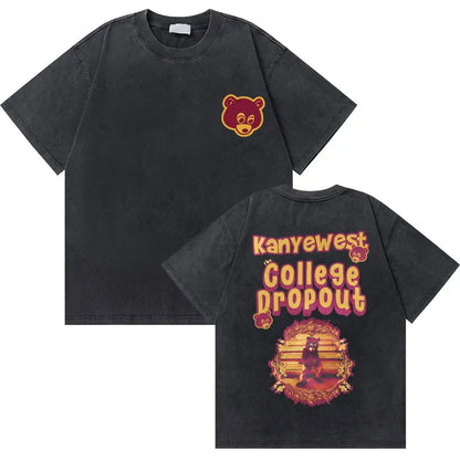 Washed Vintage Rapper Kanye West Graphic T-shirts THE LIFE OF PABLO Cover Print Tshirt Men Hip Hop Fashion Oversized T Shirts