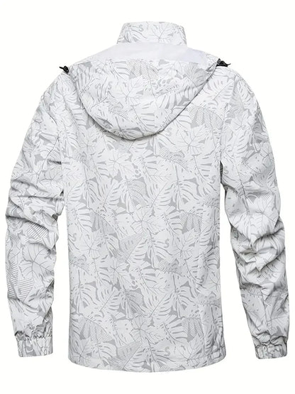 Men's Casual Lightweight Waterproof Windbreaker Jacket, Full Zip Up Hooded Shell Outdoor Hiking Coat For Autumn Size