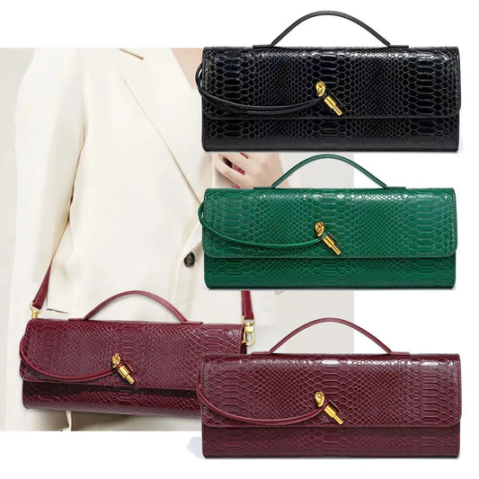 PU Leather Fashion Luxury Top-Handle Bag For Women Evening Handbag Long Purse Crocodile Pattern Crossbody Shoulder Bags