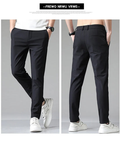 2024 Summer New  Men's Thin Straight Casual Pants Classic Style Light Gray Business Stretch Trousers Male Brand