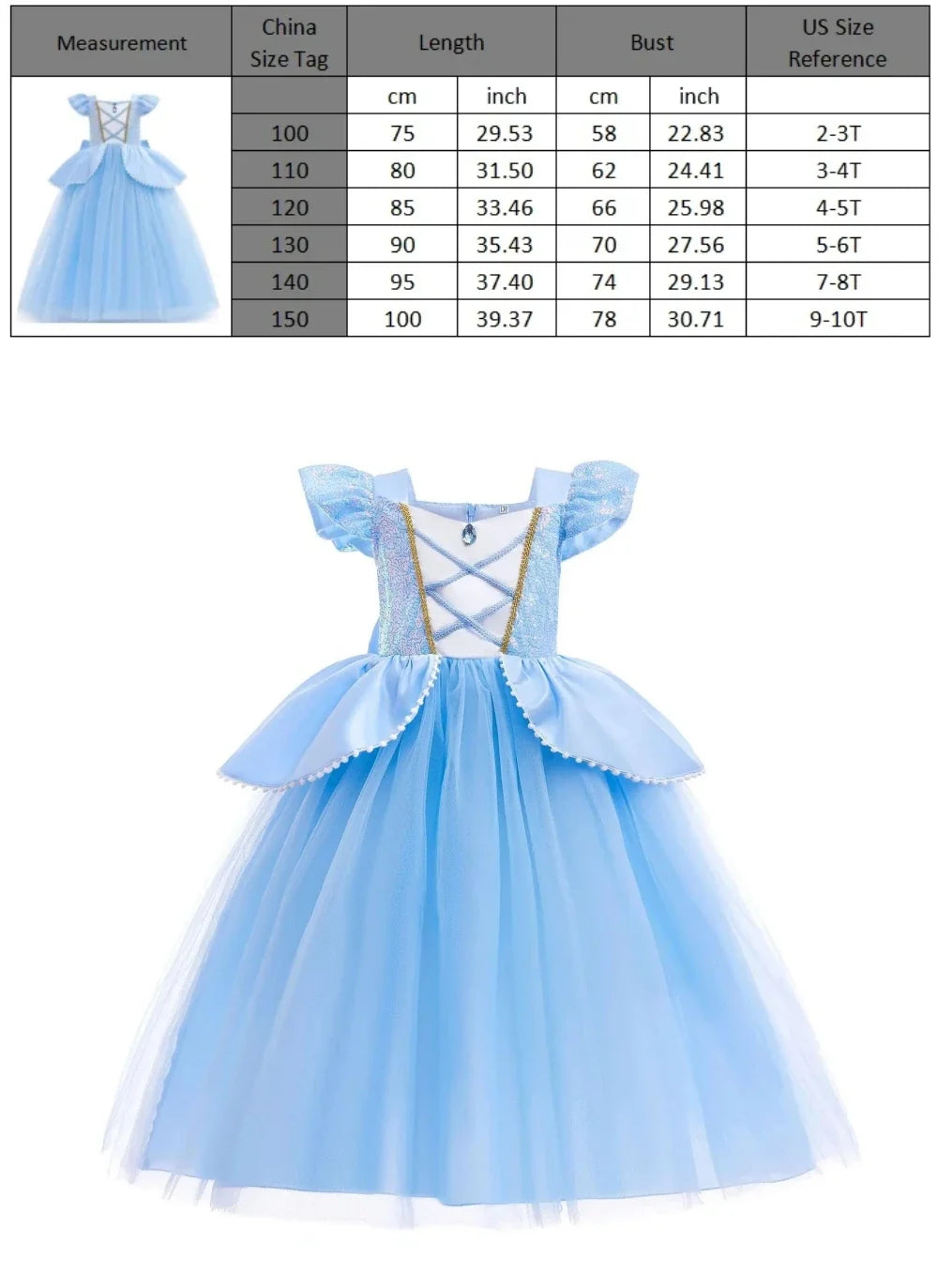 Muababy Princess Dress for Girls Aurora Belle Elsa Jasmine Cosplay Costume Party Halloween Carnival Outfit Kids 2-8Y Vestido