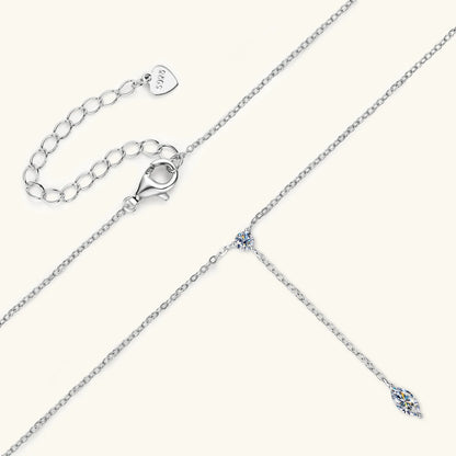 Marquise Cut Moissanite Necklaces Long Tassel Clavicle Chains Necklace for Women 925 Sterling Silver Jewelry Collares