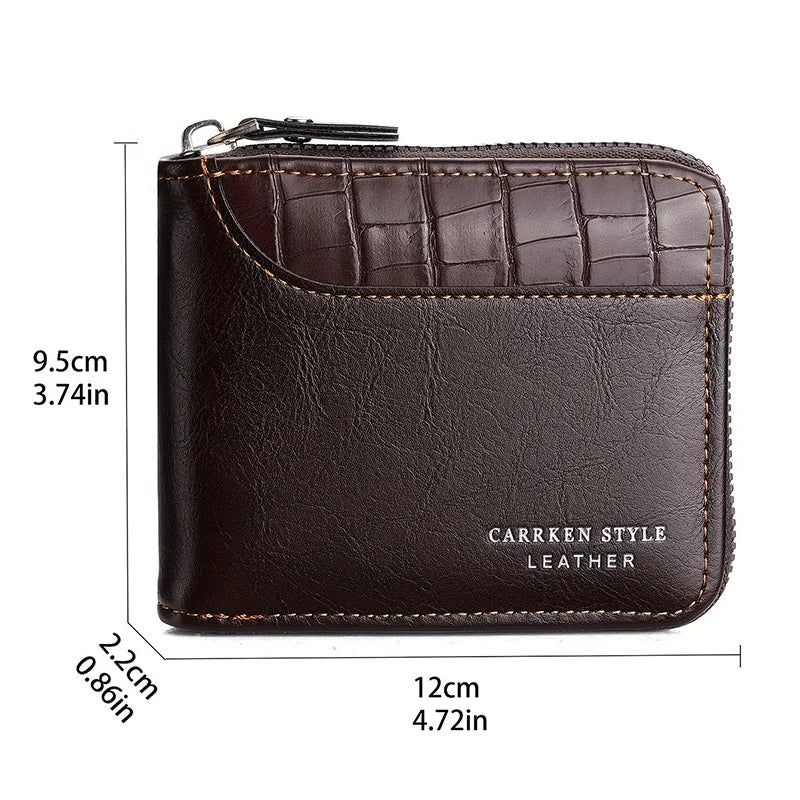 Portefeuille en cuir pour hommes, portefeuille de luxe pour hommes, porte-cartes zippé avec poche à monnaie, portefeuilles RFID, cadeaux pour hommes, sac d'argent