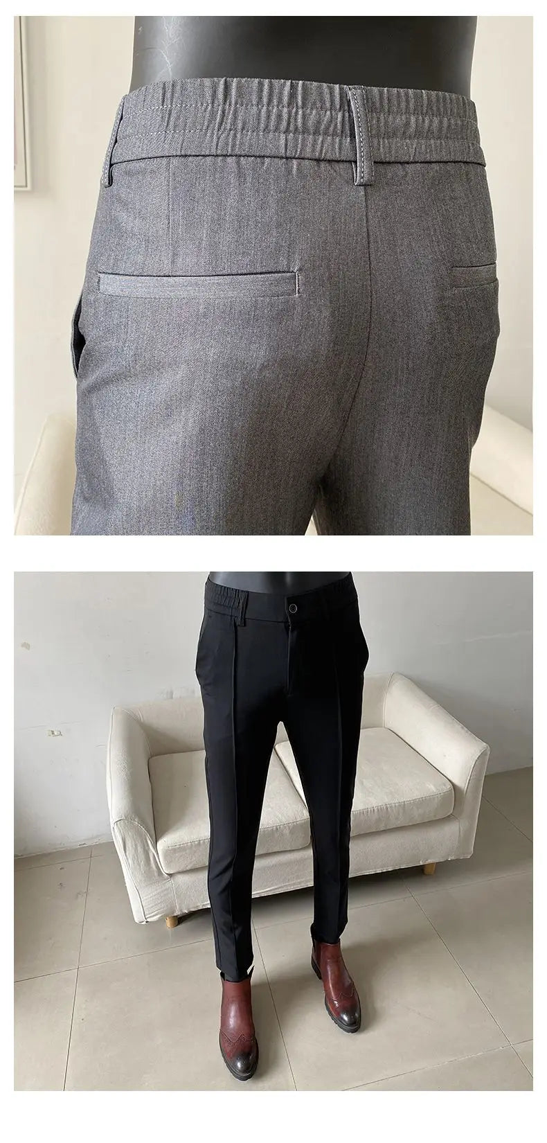 Summer New Light Thin Solid Color Suit Pants High Quality Slim Fit Stretch Trousers Men's Formal Business Social Dress Pants