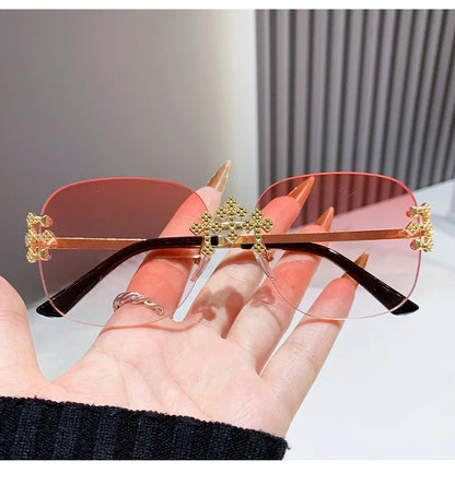 2025 New Frameless Sunglasses Women Men High-end Fashion Sunscreen Ladies Square Sun Glasses Alloy Legs Gafas De Sol UV400