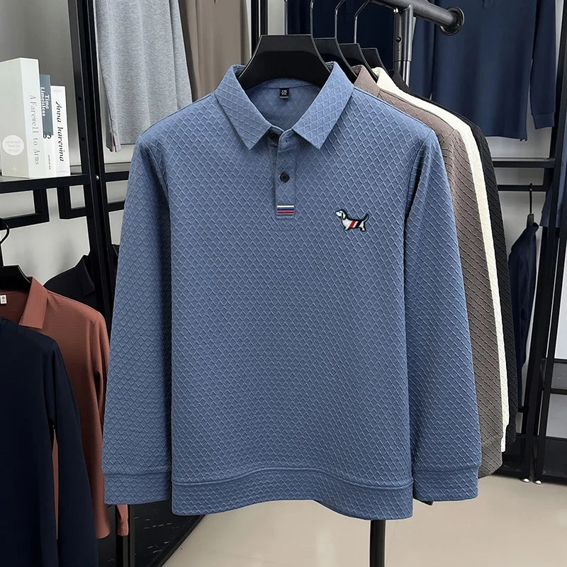 luxury men's new high quality long sleeves Polo shirt lapel embroidery jacquard brant T-shirt business fashion leisure Mens wear