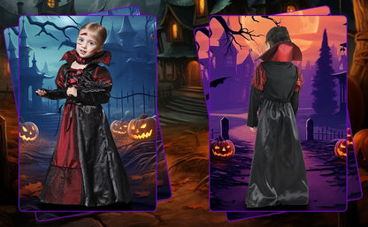 Girls Halloween Vampire Costume Adult Vampiress False Teeth Stickers Role Play Carnival Party Cosplay Outfits for Women