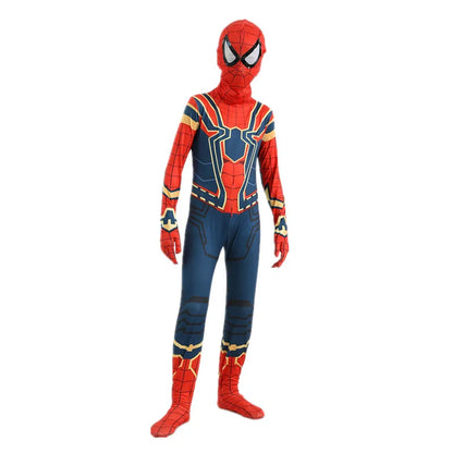 Kids Iron Spider Superhero Jumpsuit Halloween Mask Birthday Party Costume with Adjustable Mask and Breathable Fabric Mardi Gras