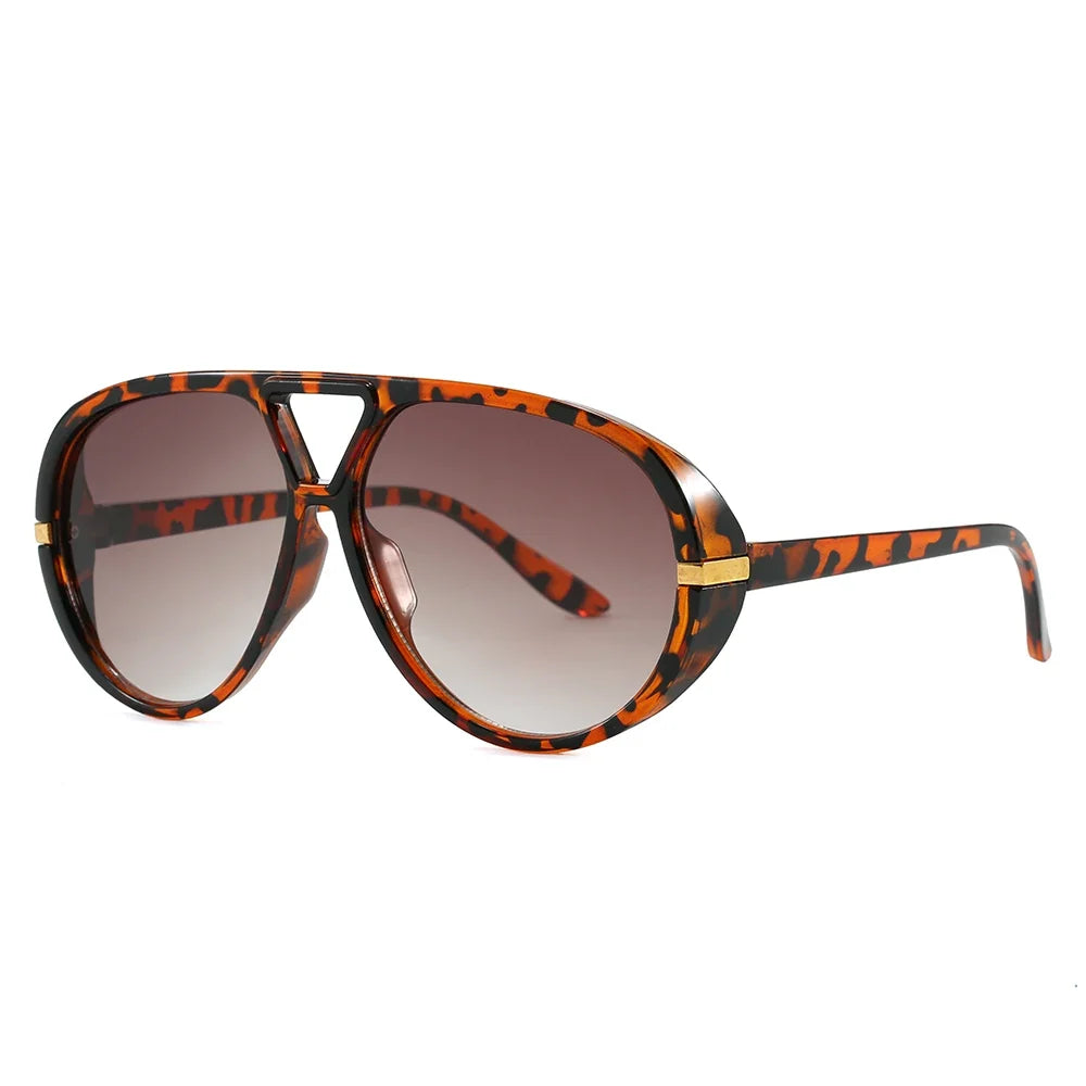Cycling Trendy Women Square Twin Bridge Pilot Sunglasses New Luxury Designer Shades Outdoor Driving Travel Female Sun Glasses
