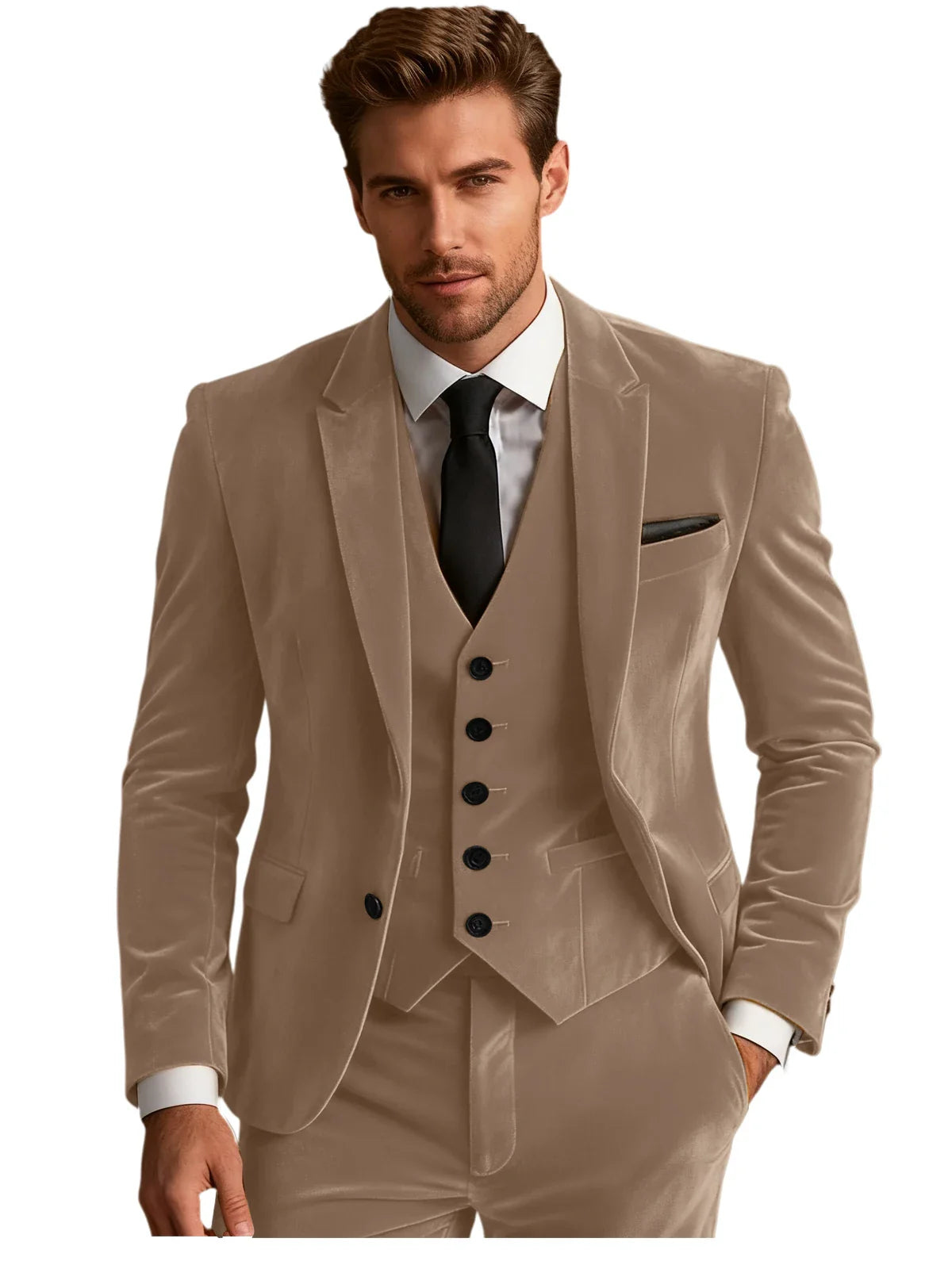 Elegant Wedding Men's Suit Business Tuxedos Formal 3 Piece Set Jacket Vest Pants Single Breasted Men Sport Coats Blazers