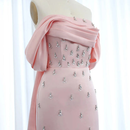 Customized Off Shoulder Evening Dresses for Women Wedding Saudi Arabia Dubai Long Formal Prom Gowns Party Baby Pink Bule Dress