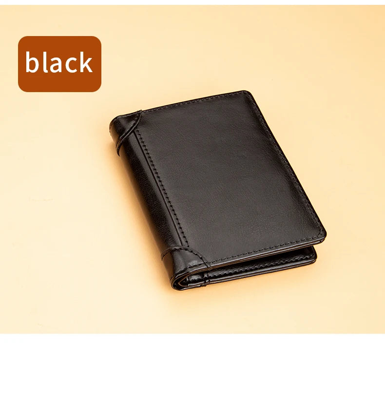 Men's British Casual Style Short Wallet Credit Card Holder PU Leather Bifold Men's Wallet