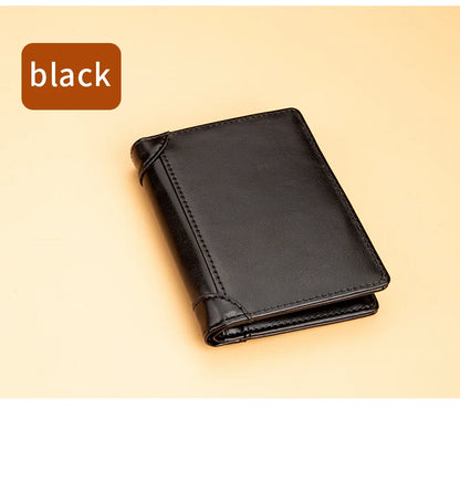 Men's British Casual Style Short Wallet Credit Card Holder PU Leather Bifold Men's Wallet