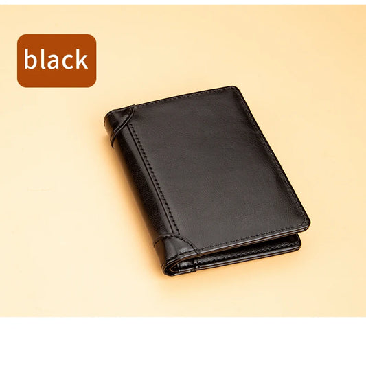 Portefeuille court de style décontracté britannique pour homme, porte-cartes de crédit, portefeuille pliable en cuir PU pour homme