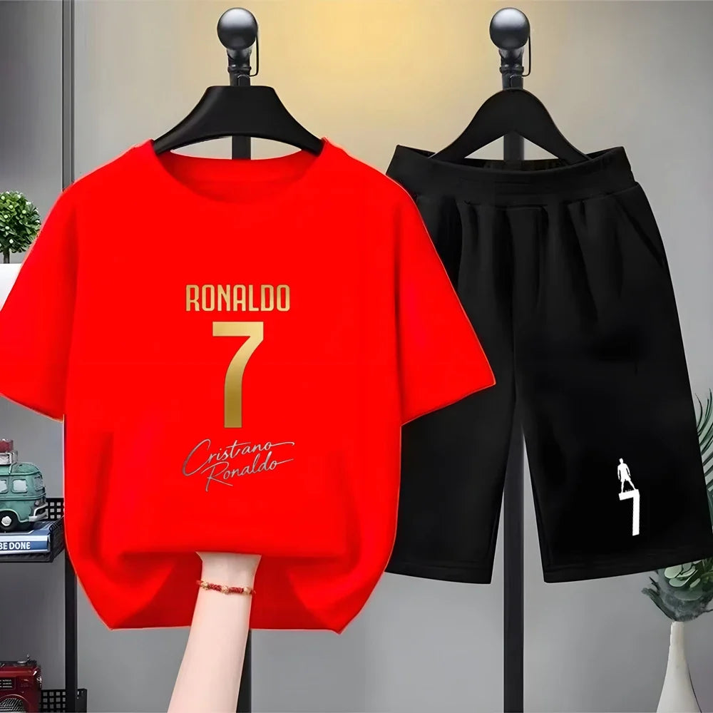 Summer Children T-shirt Tops+shorts Breathable Boy girl Casual Fashion Short Sleeve Kid football Idol Clothes Sport Tee