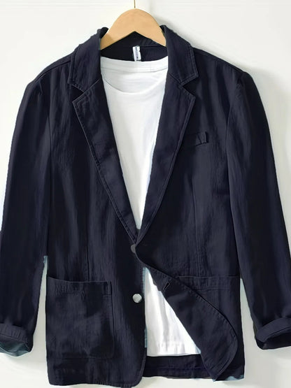 Men's Casual Suit Single-layer Jacket Solid Color Cotton And Linen Casual Fashion Men's Top
