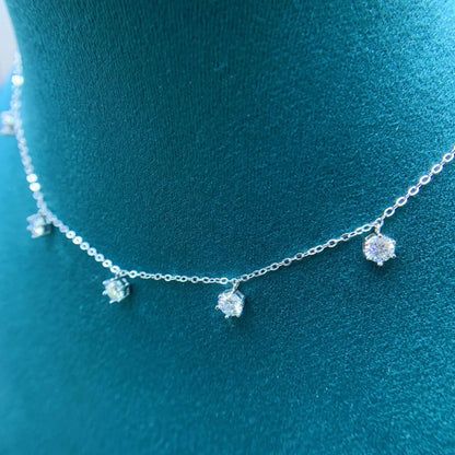 2.5-5CT Tennis Moissanite Necklace Chain for Women 925 Sterling Silver 5mm 6.5 mm Bezel Diamond Necklaces Overlay Style Jewelry