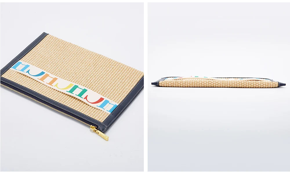Handmade Woven Clutch Bag Ribbon Embellished Niche Style Clutch Bag