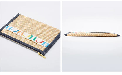 Handmade Woven Clutch Bag Ribbon Embellished Niche Style Clutch Bag