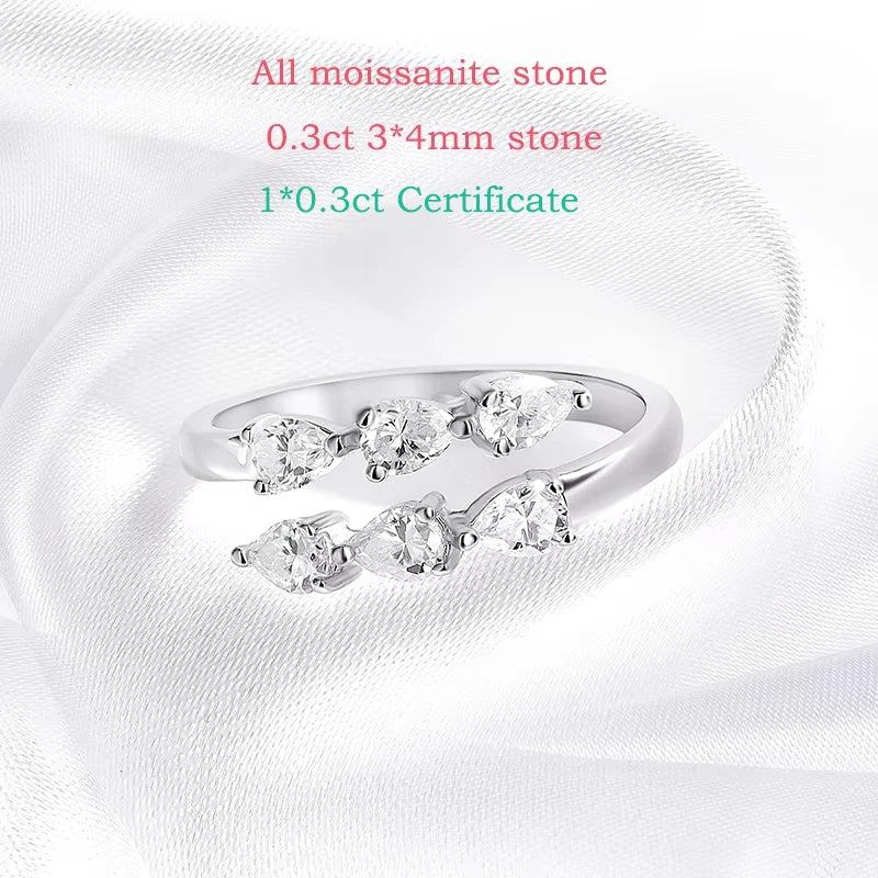 Test Passed 3*4MM Moissanite Rings for Women Lab Diamond Wedding Band 925 Sterling Silver Female Crown Single Tail Ring