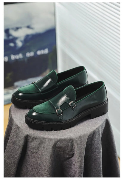 New Buckle Designer Big Size Loafers For Man Spring Autumn Business Leather Platform Shoes Male Fashion Casual Elegant Shoes Man