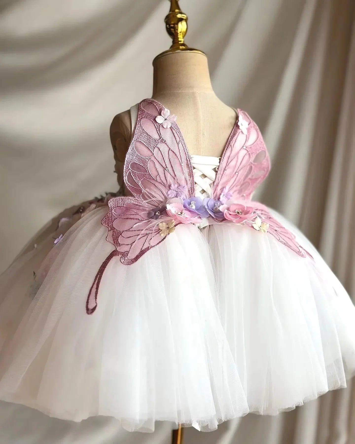 Customized White Floral Girls Birthday Dresses Kids Wear  White Flower Girl Dresses for Wedding Toddle First Communion Dress