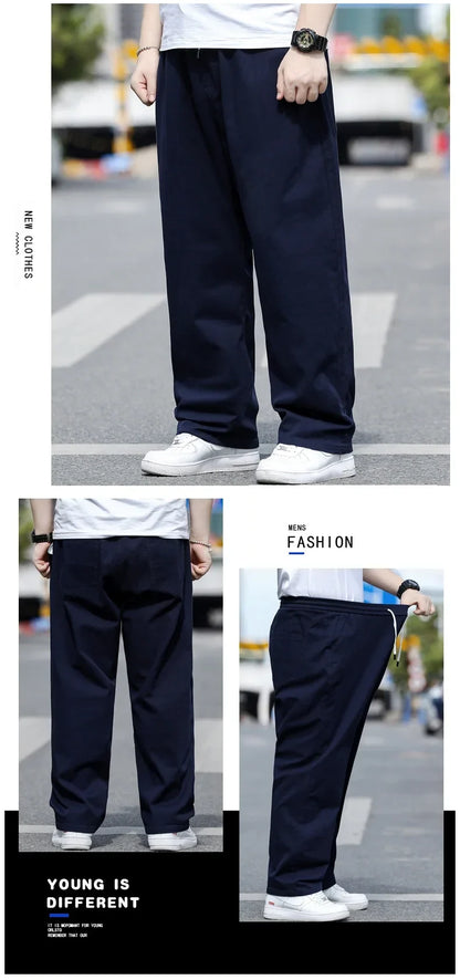 Men's Summer Workwear Pants Plus Size Loose Straight Leg Casual Trousers XL-8XL Big and Tall Large Summer Pants Asian Size