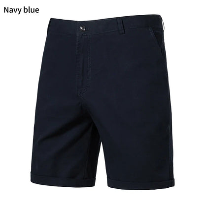 Classic Mens 100% Cotton Casual Shorts Khaki Grey Navy Black Knee Shorts American Style Streetwear Golf Shorts